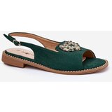 S. BARSKI Women's sandals with gold decoration eco suede S.Barski KV27-059 brown | Shoptok.si