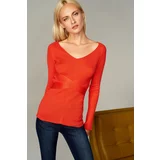 Trendyol Sweater - Red - V Neck