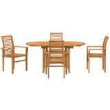 vidaXL 5-delna jedilna garnitura iz trdnega lesa Teak | Shoptok.si