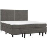  Box spring postelja z vzmetnico temno siva 160x200 cm žamet, (20901637) | Shoptok.si