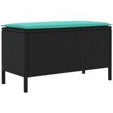  Vrtni otoman Crna i Tirkizna 80 x 38 x 42 cm PE ratan | shoptok.hr