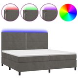  Box spring postelja z vzmetnico LED temno siva 200x200 cm žamet, (20725392) | Shoptok.si