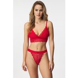 Hugo Boss Čipkaste tangice HUGO Lace Red | Shoptok.si