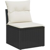 vidaXL 10-delna Vrtna Sofa Garnitura z Blazinami Črni Poli Ratan Akacija, 2-sedežna Vrtna Sofa z Shrambo in Blazinami Črni Poli Ratan Cene