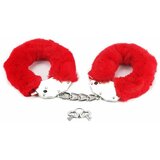 Red furry Cuffs Metalne Lisice Crveno Krzno Cene'.'