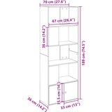  Regal za knjige boja hrasta 70x36x189 cm od konstruiranog drva Slike