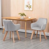  Set od 2 stolice blagovaonske stolice baršunasti izgled drvene noge 54 cm x 57 cm x 80 cm siva + prirodna boja | shoptok.hr