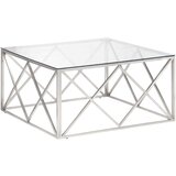  The Living Store Klubska mizica srebrna nerjaveče jeklo in kaljeno steklo - Klubska Mizica, (21502240) | Shoptok.si