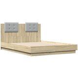  The Living Store Posteljni okvir z vzglavjem sonoma hrast 120x190 cm inž. les - Posteljni Okvir, (21450465) | Shoptok.si