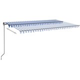 Tenda na ručno uvlačenje s LED svjetlom 500x300 cm plavo-bijela | Eponuda.com