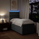vidaXL Box spring postelja z vzmetnico temno siva 90x190 cm blago | Shoptok.si