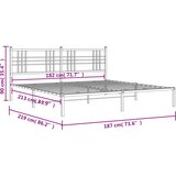  Metalni okvir za krevet s uzglavljem bijeli 183x213 cm | shoptok.hr