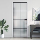 vidaXL Notranja vrata ozka črna 83x201,5 cm kaljeno steklo in aluminij cene