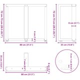  Noge za blagovaonski stol T-oblika 2 kom Crne 80x35x(72-73) cm Čelik | shoptok.hr