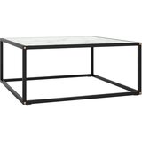 vidaXL Klubska mizica črna z belim marmornim steklom 80x80x35 cm Cene