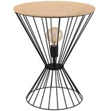 Eglo Desierto pomoćni stolić sa svjetlom E27, Ø45 cm, crna/drvo | shoptok.hr