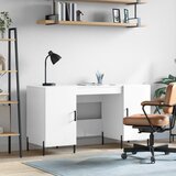 vidaXL Pisalna miza visok sijaj bela 140x50x75 cm inženirski les | Shoptok.si