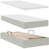  LED krevet za pohranu s madracem Svjetlosiva 90 x 200 cm Baršun | shoptok.hr