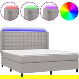  Box spring s madracem LED svjetlosivi 180x200 cm tkanina | shoptok.hr