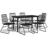 vidaXL Vrtna jedilna garnitura 7-delna črna PVC ratan, (20665334) | Shoptok.si