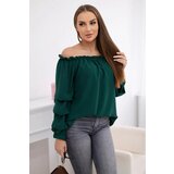 Kesi Spanish blouse with decorative sleeves dark green Cijene