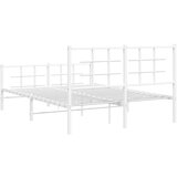 Metalni okvir kreveta uzglavlje i podnožje bijeli 135 x 190 cm | shoptok.hr