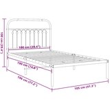  Metalni okvir za krevet s uzglavljem bijeli 100x190 cm | shoptok.hr