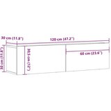 vidaXL Stenska TV omarica starinski les 120x30x30 cm inženirski les | Shoptok.si