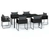  7-dijelni vrtni blagovaonski set crni Crna Dužina stola 200 cm | shoptok.hr