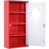 HOMCOM Medicinska omarica s štirimi nivoji in steklenimi vrati 60×30×12cm Rdeča, (20710864) | Shoptok.si