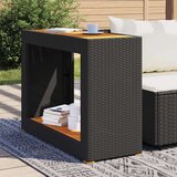 vidaXL Vrtna miza z leseno mizno ploščo črna 100x40x75 cm poli ratan | Shoptok.si