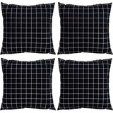  Razprševne blazine 4 pcs Črno karo 40 x 40 cm Poliester, (5000202488) | Shoptok.si