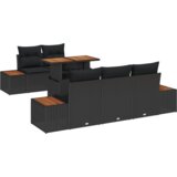  Set od 6 komada za vrtno objedovanje s jastučićima Crni Poly Rattan Akacija | shoptok.hr