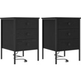 vidaXL Nočna omarica 2 pcs Črni hrast 42 x 41 x 61 cm Konstruiran les | Shoptok.si