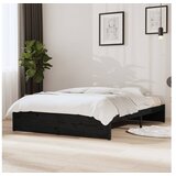  Posteljni okvir črn iz trdnega lesa 140x190 cm | Shoptok.si
