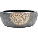Maison Chic Umivalnik - Kopalna umivalnik Nadpultni črn in rjav okrogel Φ41x14 cm keramika, (21684790) | Shoptok.si
