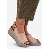 ARTIKER Women's Sandals Made Of Natural Leather On Wedge Beige | ePonuda.com