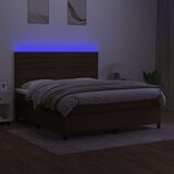  Box spring postelja z vzmetnico LED temno rjava 160x200cm blago, (20900645) | Shoptok.si