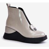 S. BARSKI Lacquered wedge ankle boots insulated with D&A light grey | Eponuda.ba
