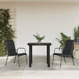  3-dijelni vrtni blagovaonski set crni od čelika i tekstilena | shoptok.hr