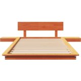  Krevetni okvir s noćnim ormarićima Vosak smeđa 75 x 190 cm Masivna borovina | shoptok.hr