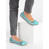 Shelvt Blue ballerinas with a snakeskin pattern and a bow | Shoptok.si