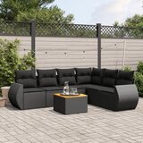  7-dijelni set vrtnih sofa od poliratana s jastucima crni | shoptok.hr