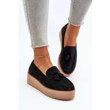 Kesi Women's platform loafers with fringes, black mialani