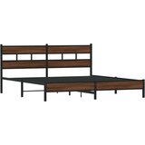 Metalni Kovinski posteljni okvir brez vzmetnice rjavi hrast 200x200 cm, (21610625) | Shoptok.si