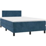  Box spring postelja z vzmetnico LED tem. modra 120x190 cm žamet Cene