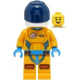 Lego city cty1431 Lunar Research Astronaut - Male, Bright Light Orange and Dark Azure Suit, White Helmet, Dark Blue Visor, Open Mouth Smile u