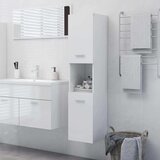 vidaXL Kopalniška omarica visok sijaj bela 30x30x130 cm iverna plošča | Shoptok.si