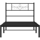  Metalni okvir za krevet s uzglavljem crni 90x200 cm | shoptok.hr