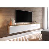 P & B nizka omarica lowa, bela, barva hrasta, led | Shoptok.si